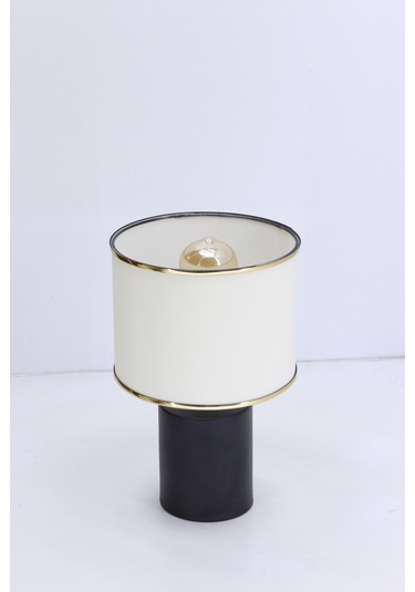 Badem Masa Abajuru Gece Lambası Yatak Başı Aydınlatma Dekoratif Lamba Bej Siyah