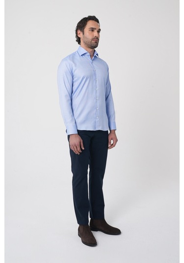 Bisse Erkek Uzun Kollu Regular Fit Mavi Klasik Gömlek Gmars252161 E35 Mavi