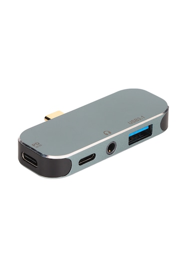 Vkemall Yx04-x3 Usb-c Hub Mini: Pd Şarj + Usb3.1 + Usb2.0 + Aux Çıkışları, 10gbps Hız, 100w Güç, Tüm Sistemler İçin Alüminyum Hub