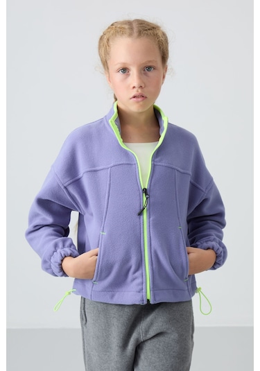 Tommy Life Eflatun Kalın Yumuşak Dokulu Standart Fit Nakışlı Polar Kız Çocuk Sweatshirt - 75157 Eflatun