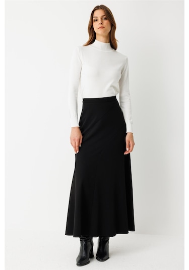 Verev Parça Detaylı Etek Siyah Siyah