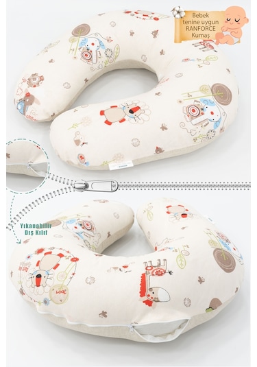 Mordesign Çift Taraflı Emzirme Yastığı /bebek Destek Minderi, Hamile Yastığı, Pamuklu Kumaş, Animal Serisi