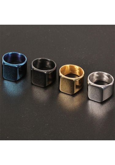 Siyah Moda Pürüzsüz Erkek Paslanmaz Çelik Yüzük Genişliği Signet Kare Parmak Yüzük Hiphop Erkek Düğün Parti Takı Hediye 10 Siyah