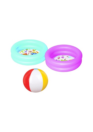 Bestway 51061, Desenli Zemin Şişme Bebek Havuzu ve Plaj Topu