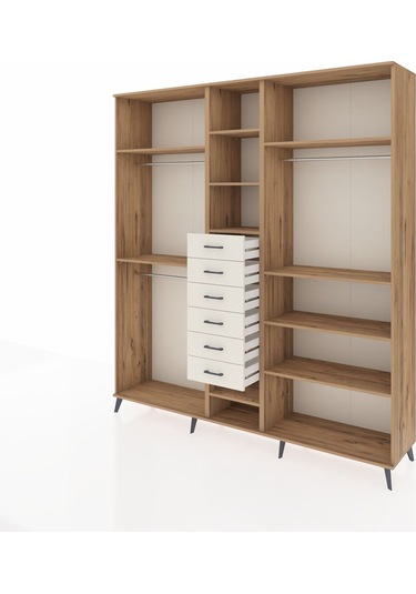 Hyperion Dolap 10 Raflı 6 Çekmeceli 3 Askılı 220x44x243 Çam-çam/aytaşı Atlas Çam/aytası