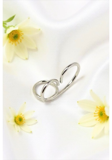 Gümüş Renkli Çelik Ayarlanabilir Yüzük Gümüş