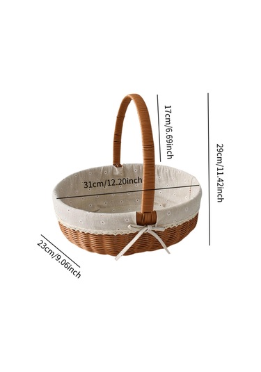 Homyl Taklit Rattan Piknik Sepeti Dokuma Meyve Stil C