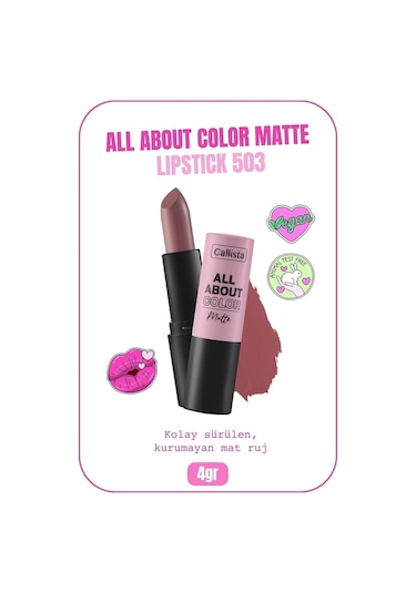 Callista All About Color Matte Lipstick Nemlendirici Mat Ruj - 503 Table For Two - Pembe