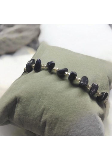 Doğal Taş Bileklik Yıldız Taşı Bileklik Ayarlanabilir İpli Siyah Yaldız Taş Kristalize Kırık Taş Şifalı Bileklik Siyah