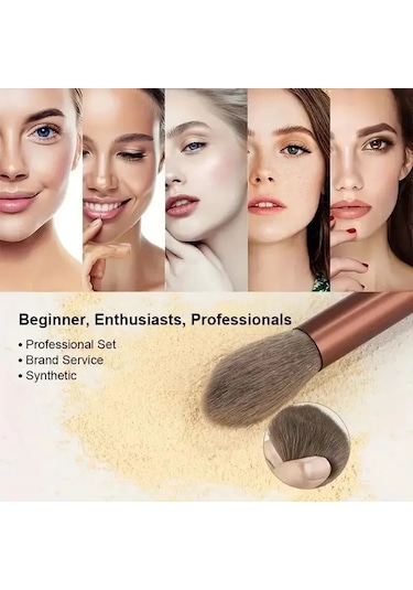 Makyaj Fırça Seti Yumuşak Kabarık Profesyonel Kozmetik Fondöten Pudra Göz Farı 13pcs Brown Egg