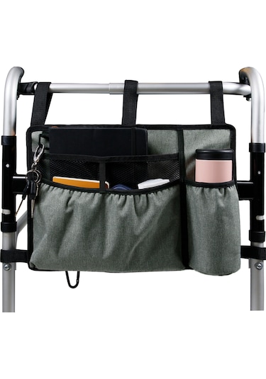 Padalink Gri Okse Kumaşı Sandalye Çantası - 5 Yapıştırıcı Kayışlı, Bardak Tutuculu, Çok Cepli, Yüksek Kapasite, Kolay Erişim Gri