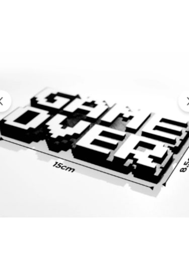 Retro Game Over Kabartmalı Dekoratif Obje - Siyah Masaüstü Ve Duvar Süsü Hediye 0
