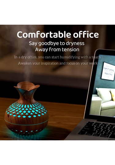 Nemlendirici Aroma Makinesi Gece Işığı 3in1, Ahşap Tahıl Çiçek Zen Nemlendirici, Mini Soğuk Sis Nemlendirici Hafif Ahşap Tahıl Renk 3 Renk Uzaktan Kumanda Yok