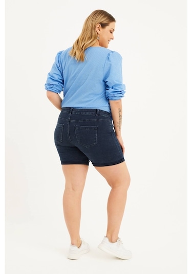 Myline Paçası Katlı Denim Şort