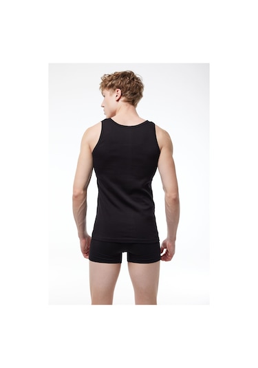 Malabadi Erkek Siyah 3 Lü Paket %100 Pamuk Ribana Atlet 3m034-e Siyah