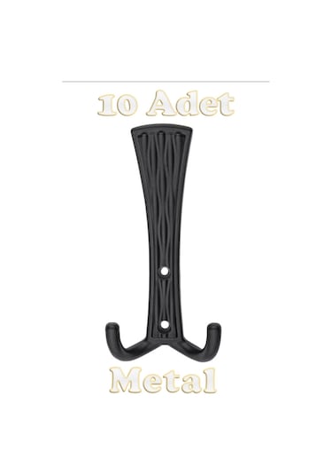 Troy Portmanto Vestiyer Duvar Dolap Elbise Askısı Siyah Mobilya Kapı Askılığı Askılık 10 Adet Siyah