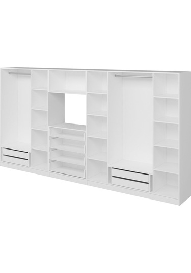 Kale 7 Kapaklı 8 Çekmeceli Tv Modüllü Dolap Beyaz 210cm Beyaz