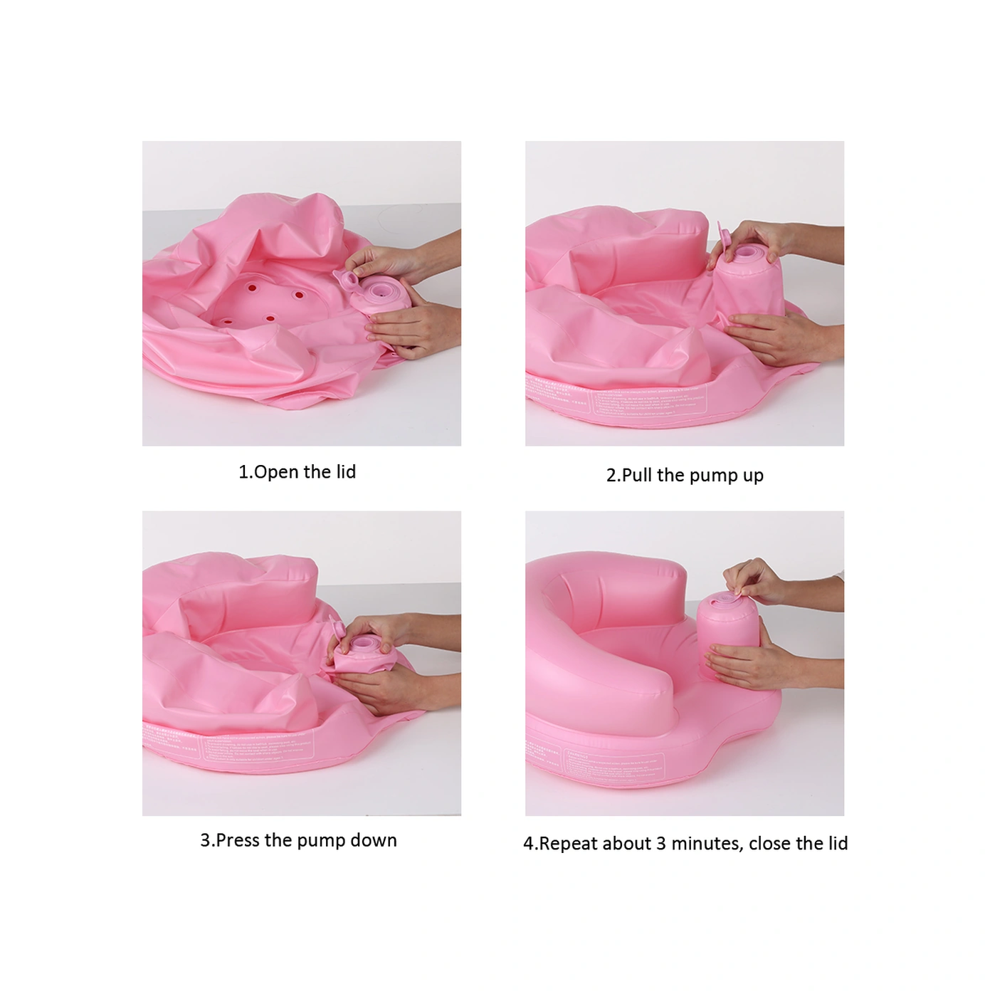 Padalink Pvc Bebek Oturma Eğitimi Koltuğu - Ev, Plaj, Banyo Kullanıma Uygun - Ergonomik, Kolay Şişirilebilir, Taşınabilir - Pembe 5 Ay-2 Yaş