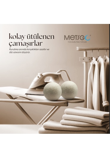 METSGO  ( 6 Adet ) Yün Kurutma Topu - Doğal Yumuşatıcı- Kırışık Giderici - Kurutma Makinesi İçin