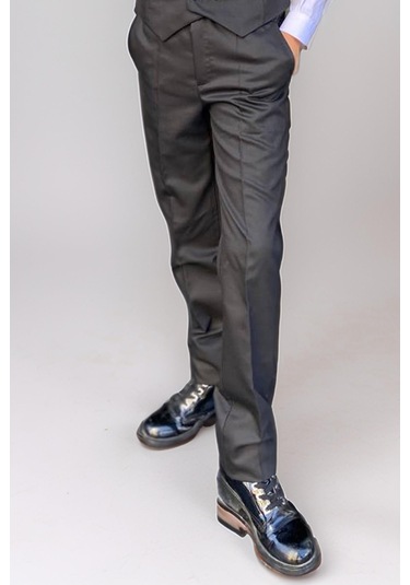 Riccotarz Erkek Çocuk Cepken Yelekli Şal Yaka Siyah Takım Elbise 10-16 Yaş Siyah