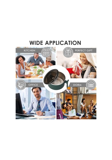 Neevoyu Yeşil Isı Yalıtımlı El Kolu 1000ml 304 Paslanmaz Çelik İç Kabuklu Mikrodalga Uyumlu Yemek Kutusu - Çorba, Makarna, Öğle Yemeği İçin Pratik Kap Yeşil