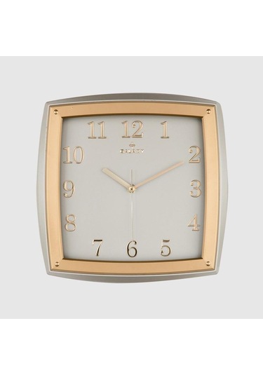 Dekoratif Duvar Saati Gri / Gold Kabartma Rakamlı 30 Cm Altın