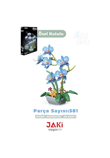 Jaki Plante Serisi Saksıda Mavi Orkide 581 Parça Oyucak Yapım Seti -ffjk29011
