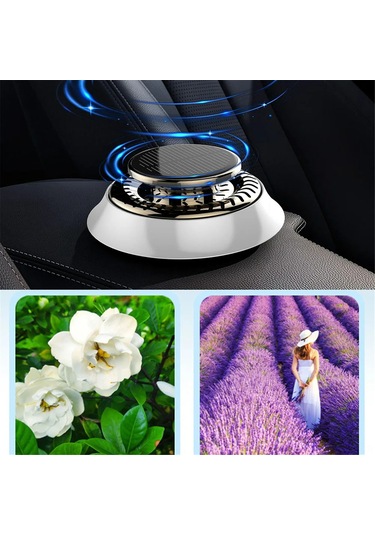 Yaozixa Güneş Enerjili Otomobil Aromaterapi Dağıtıcı - Solar Döner Kokusu - Elektromanyetik Molekül Etkisiyle Koku Giderici - Beyaz - Koloş Kokusu