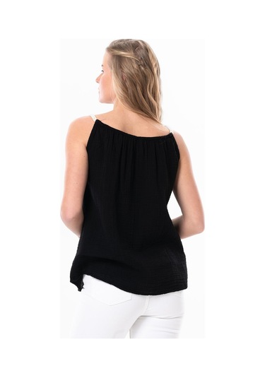 Askılı Alaçatı Yazlık Müslin Bluz Siyah Syh-siyah