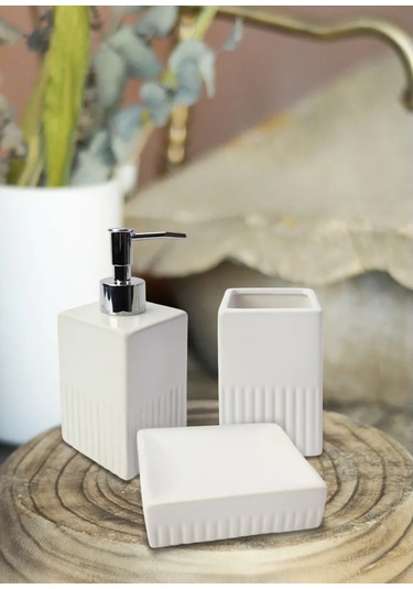 Nd Home Banyo Seti 3 Parça Dozajlayıcı/hazne/sabunluk 386184904 Beyaz