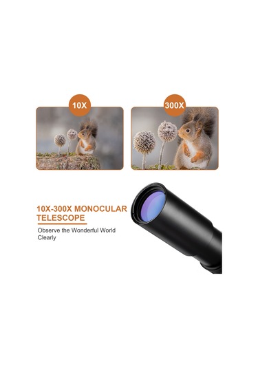 Yaozixa 10-300x25 Bak4 Prisma Fmc Lens Tek Gözlük Teleskopu, Su Geçirmez, Cep Telefonu Uyumlu, Taşınabilir Çanta İle