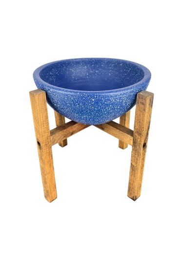 Bitki Tasarımı Ev Dekorasyon Lacivert Granit Aranjman Sunumluk Toprak Saksı 4 Ayaklı 20 Cm Çap