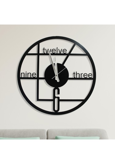 Duvar Saati Dekoratif Şık Metal 40cm Sessiz Akar Mekanizma Salon Siyah