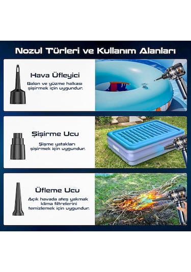 Enraco St-6659 Plus 16000pa Güçlü Portatif Taşınabilir Vakumlu Kablosuz Üflemeli Araç Süpürgesi