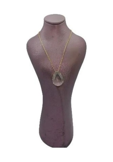 Su Damlası Taşlı Çelik Kolye-beyaz Beyaz