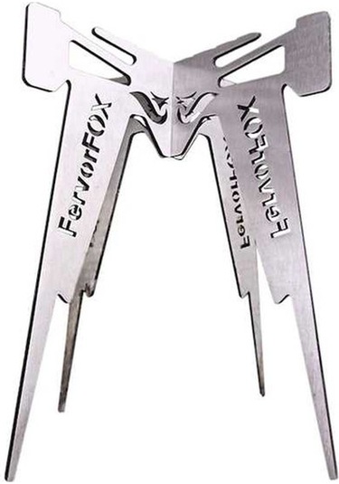 Diğer Katlanır Kamp Ocağı Desteği - Paslanmaz Çelik Standı 17.3x20cm, Portatif Izgara Ve Tencere Aksesuarı