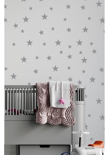 Yıldız Duvar Metalik Gri Sticker 3-4-5Cm 100 Adet