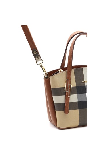 Silver Polo 1021 Ekose Kadın El Çantası Siyah