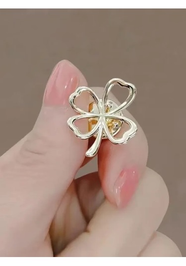 Olfil Broş-mini Yonca Işıl Işıl Minimalist Tarz 191651060 Altın Rengi