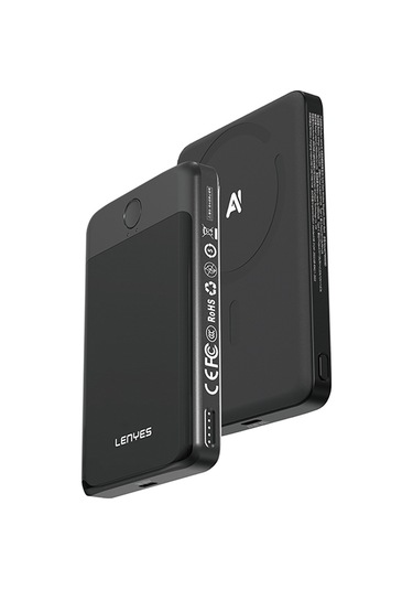 Lenyes Pw0008d Pd 20w Led Ekran Yapay Zeka Destekli Ultra İnce Wireless Powerbank 15w 5000mah Siyah Siyah