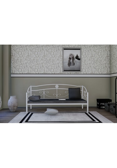 Gm 400 Delüx Minderli Ferforje Sedir Beyaz