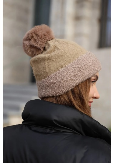 Ponpon Detay Kadın Bere 1136 Vizon Vizon