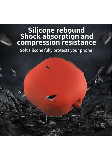 Samsung Galaxy Buds Live - Galaxy Buds Fe Yumlu Mat Silikon Kılıf+kanca Kırmızı