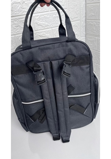 Hafif Kullanışlı Termal Biberon Bölmeli Bebek Arabasına Asma Aparatlı Anne Bebek Bebek Bakım Çantası Antrasit