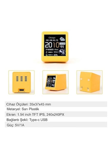 Yenilzd Akıllı Mini Hava Durumu İstasyonu Dijital Ekran Wifi Saat