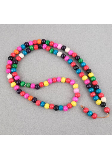 Bonibon 99luk Renklli Boyalı Ahşap Küre Kesim 10mm Namaz Tesbihi Çok Renkli