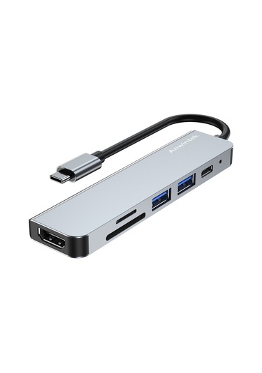 Ximistore9 Type-c Genişletme Dizüstü, 4k Hdmı, Sd/tf Kart Okuyucu, Usb 3.0/2.0, 87w Pd Şarj, Gri Renk