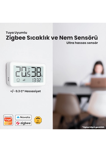 Tuya Zigbee Lcd Ekranlı Sıcaklık Ve Nem Sensörü