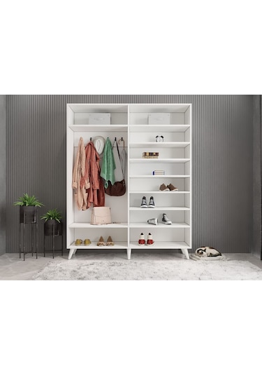 Zenon Membran 4 Kapaklı Portmanto Montaj Dahil Beyaz 140 Cm