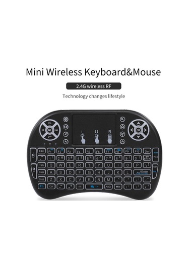 Air Keyboard 2.4g Kablosuz Rf Uzaktan Kumanda Arka Aydınlatmalı Multimedya Uzaktan Dokunmatik Yüzey Şarj Edilebilir Kombolar El Klavyesi Siyah